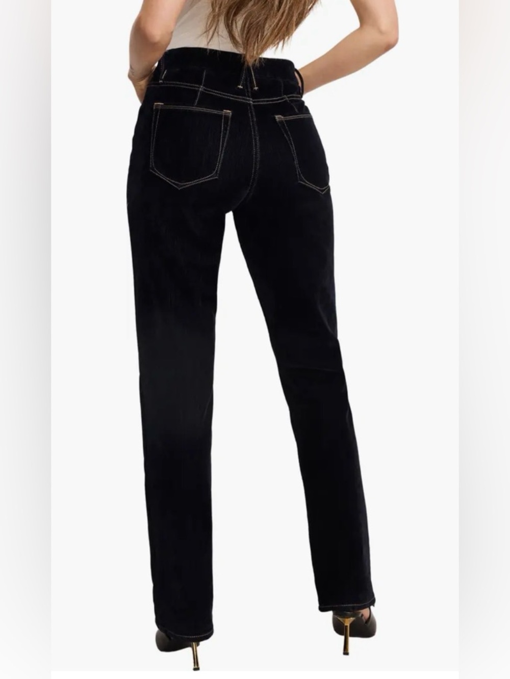 GOOD AMERICAN Good Icon Straight Leg Velvet Jeans Dark Blur size 4 - Picture 2 of 10